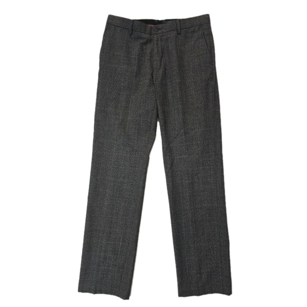 John Varvatos USA Luxe Wool Blend Grey Plaid Dress Pants Trousers Men's 34x33.5